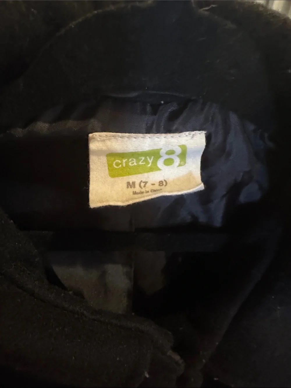 Classic Kid's Black Wool Blend Pea Coat with Bow Waist